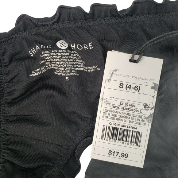 Extra Cheeky Bikini Bottom Womens 4/6 Black Low Coverage Ruched Shirred - Picture 9 of 12